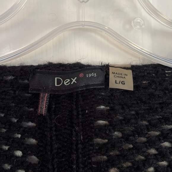 DEX Scoop Neck Open Knit Contrast Chiffon Back Sweater Large Gray / Black - Picture 8 of 16